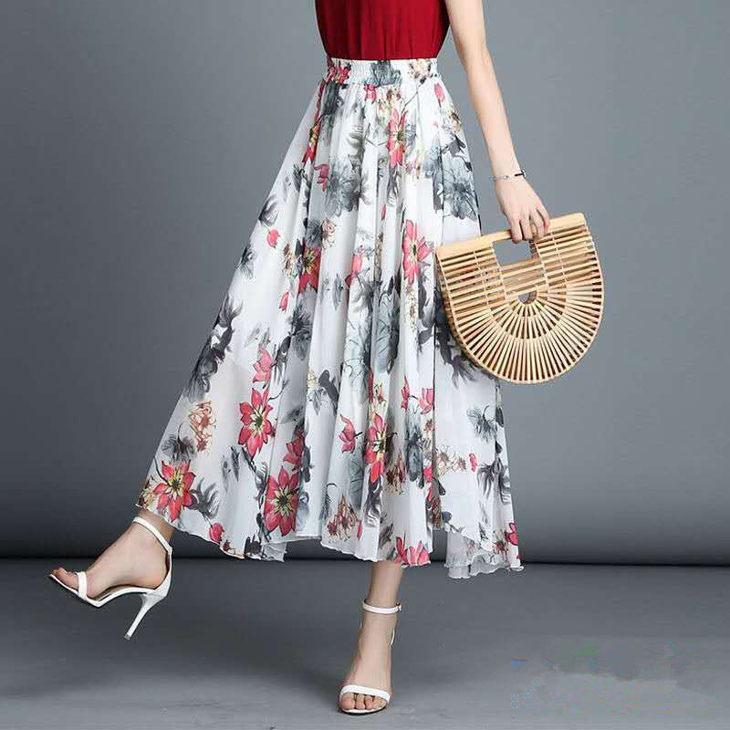 Floral midi-skirt