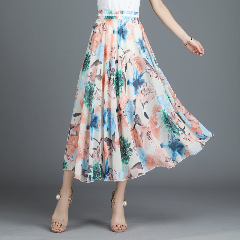 Floral midi-skirt