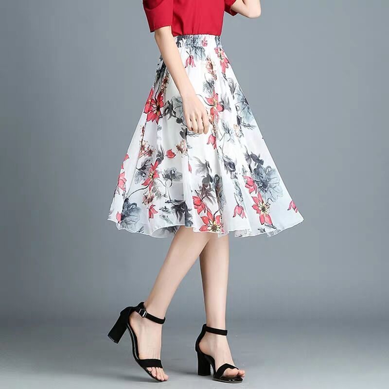 Floral midi-skirt