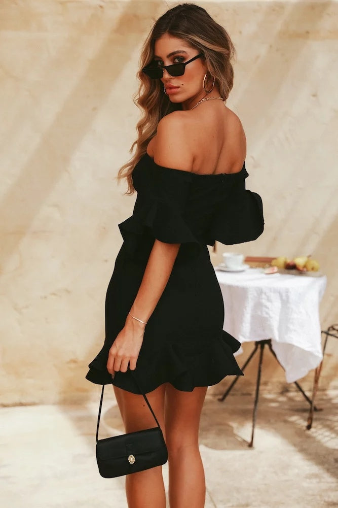 Off-shoulder ruffled dress