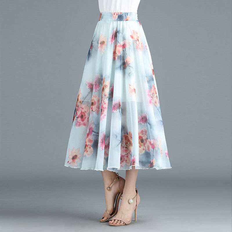 Floral midi-skirt