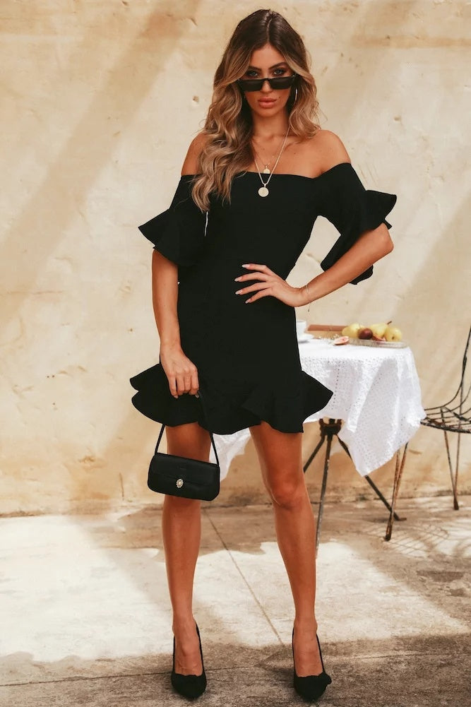 Off-shoulder ruffled dress