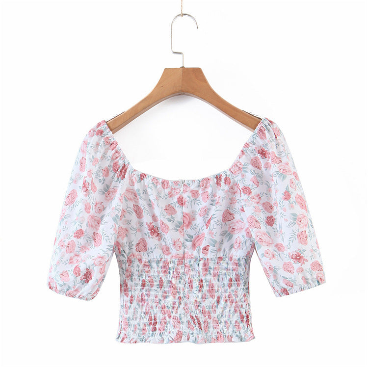 Floral Print Crop Tops