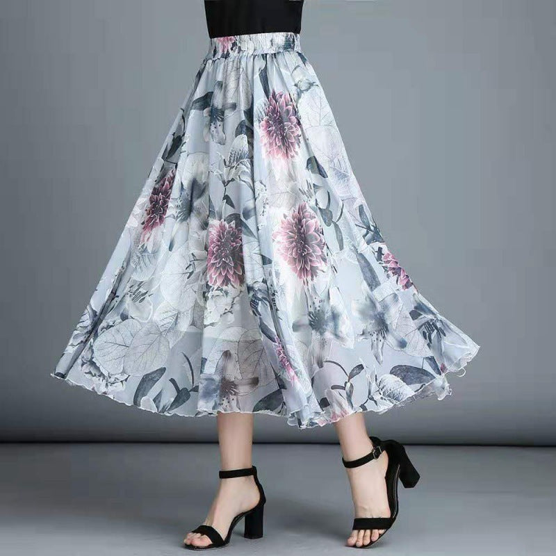 Floral midi-skirt