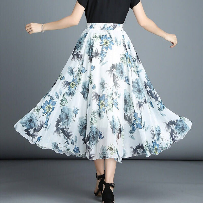 Floral midi-skirt