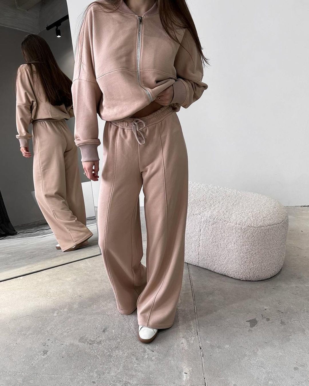 With Zipper Cardigan Straight-leg Pants set