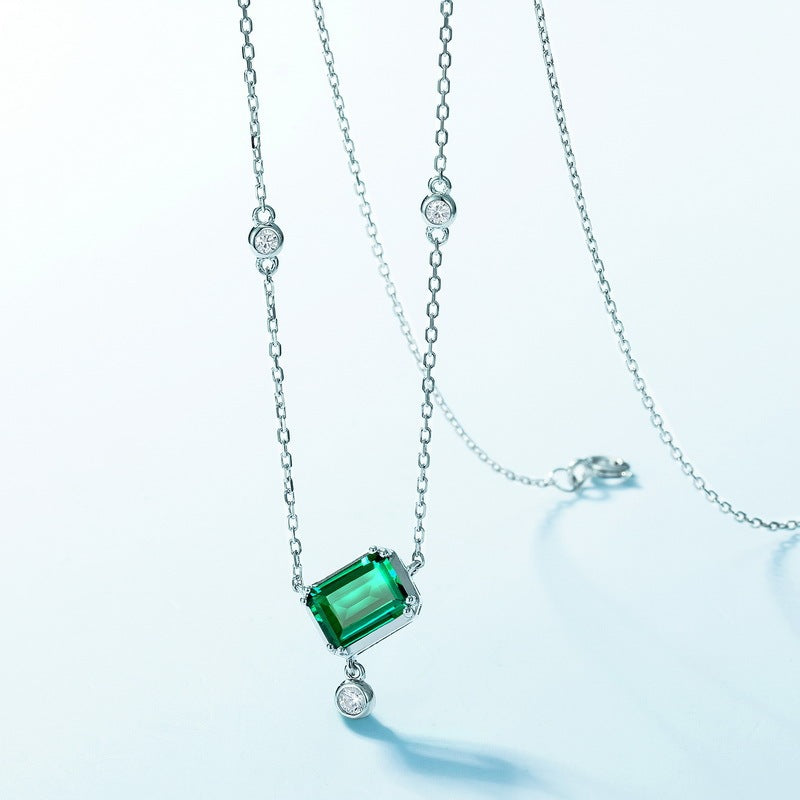 Cultivation Emerald  Sterling Silver Necklace