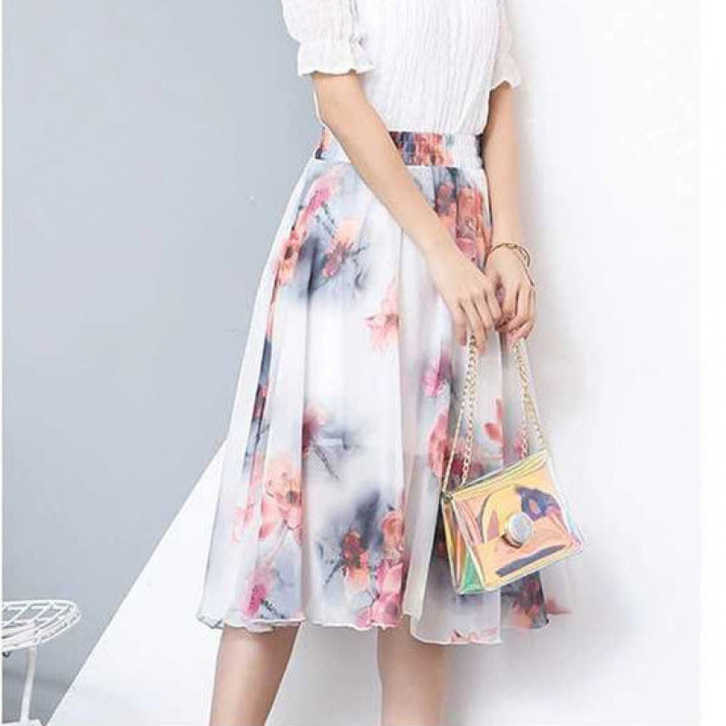 Floral midi-skirt