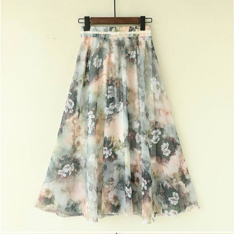 Floral midi-skirt