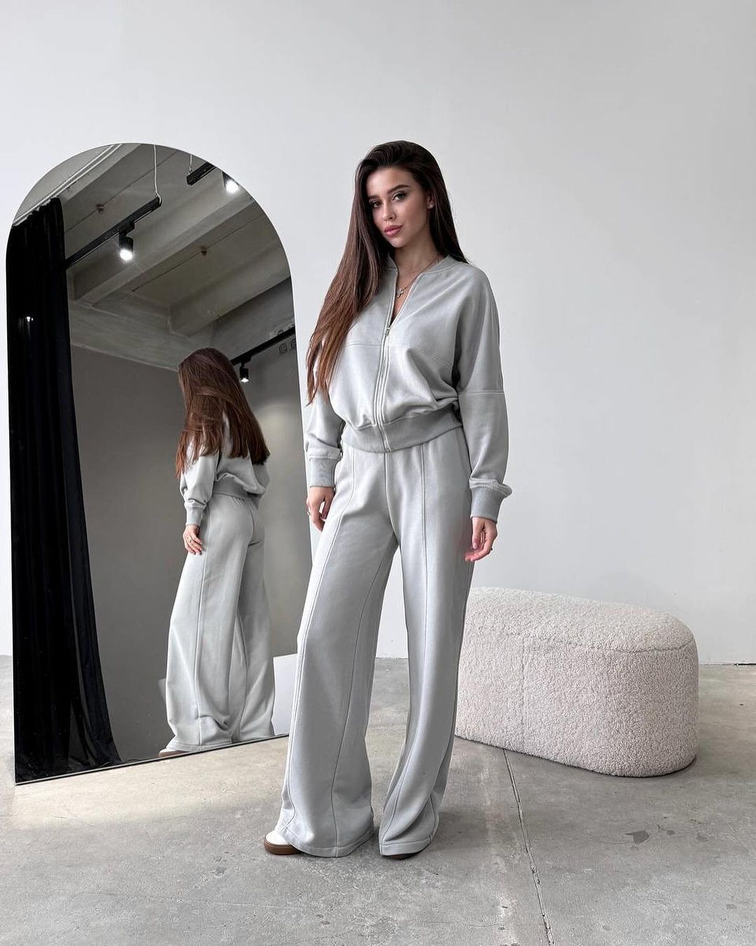 With Zipper Cardigan Straight-leg Pants set