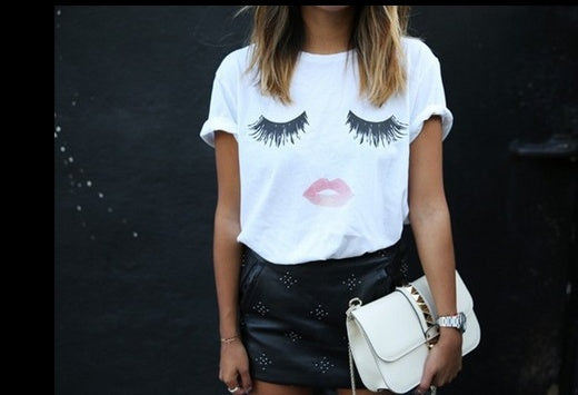 Women T shirt Kiss Lips