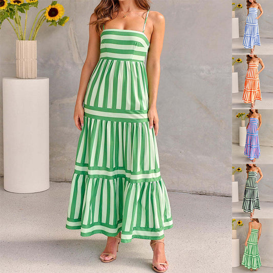 Striped Long Dress With Pockets