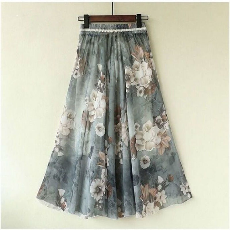 Floral midi-skirt