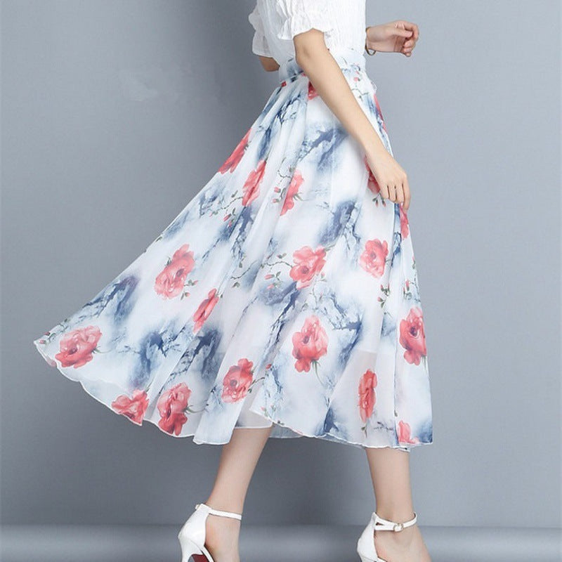 Floral midi-skirt