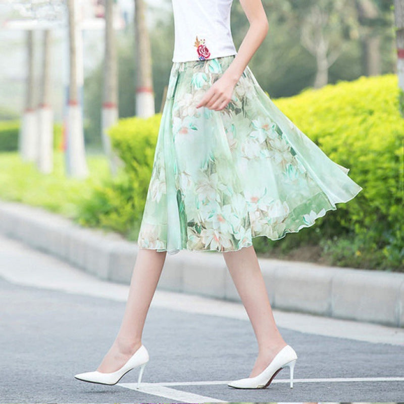 Floral midi-skirt