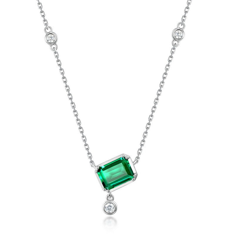 Cultivation Emerald  Sterling Silver Necklace