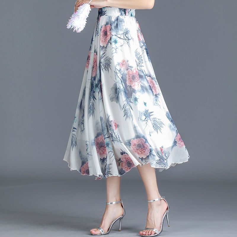 Floral midi-skirt