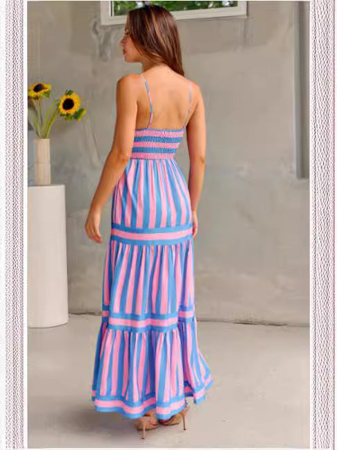 Striped Long Dress With Pockets