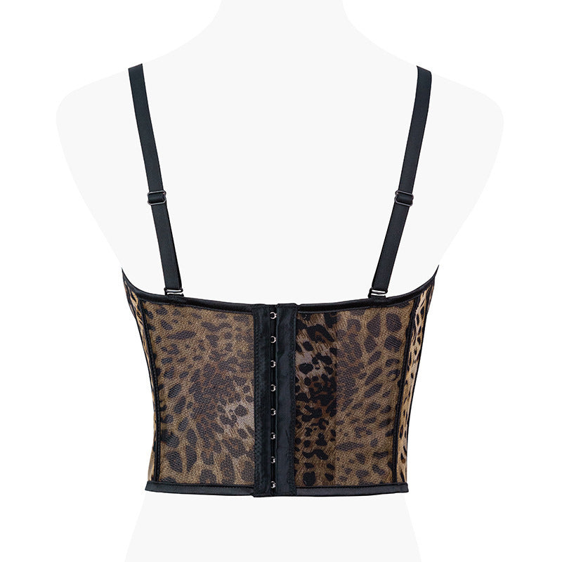 Fashion  Mesh Leopard Print Corset